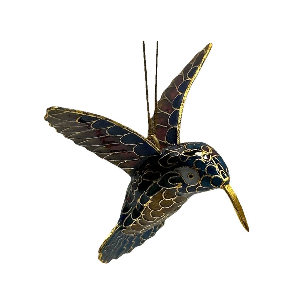 Pair Of Beautiful Cloisonné Hummingbird Decorations VGC - Picture 6 of 6
